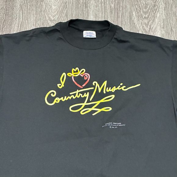 Vintage I Love Country Music T-Shirt Adult Extra Large Black‎ Shoe Box Hallmark - Picture 3 of 8